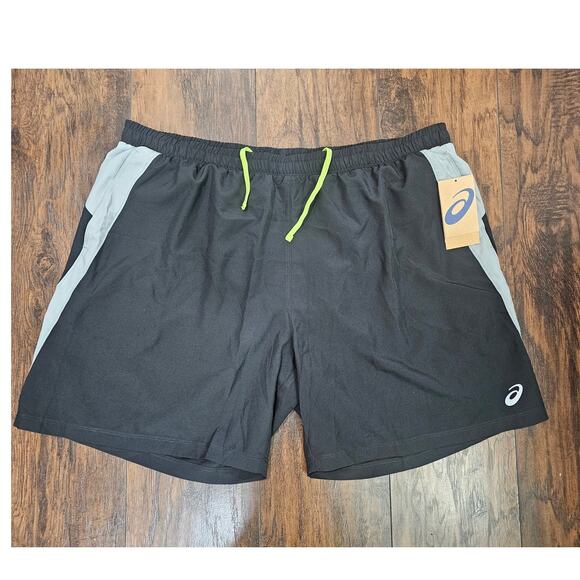 Asics 7" Lyte Shorts - Size 3XL- Gray Black- New - Picture 1 of 4